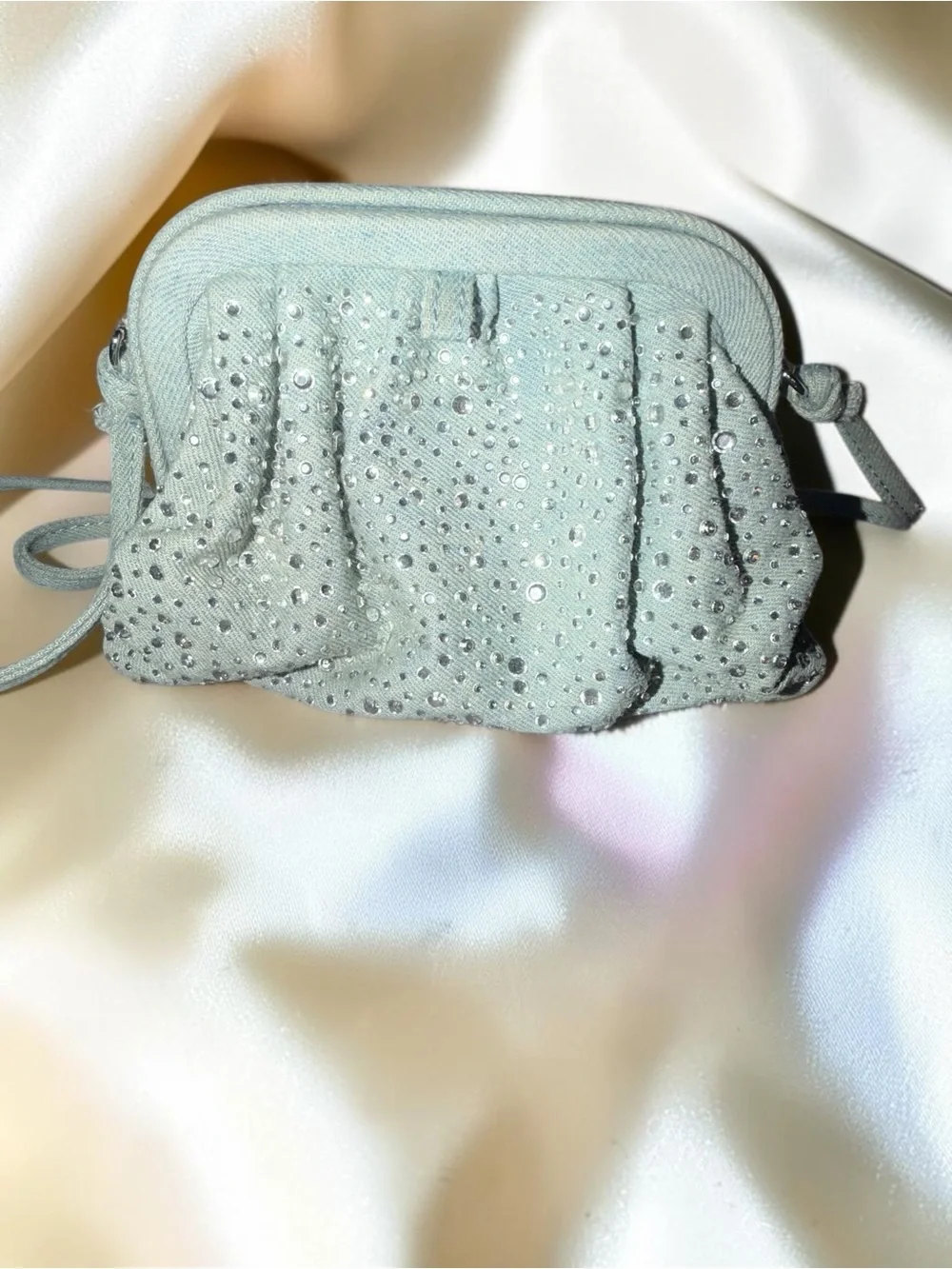 Zara Gray Rhinestone Sparkle Mini Shoulder Bag Evening Purse